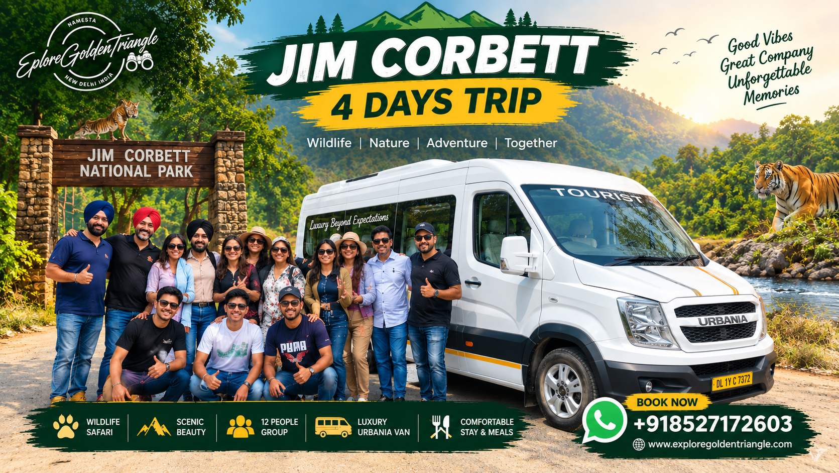 Jim Corbett 4 Days Trip from Delhi with wildlife safari and luxury travel
