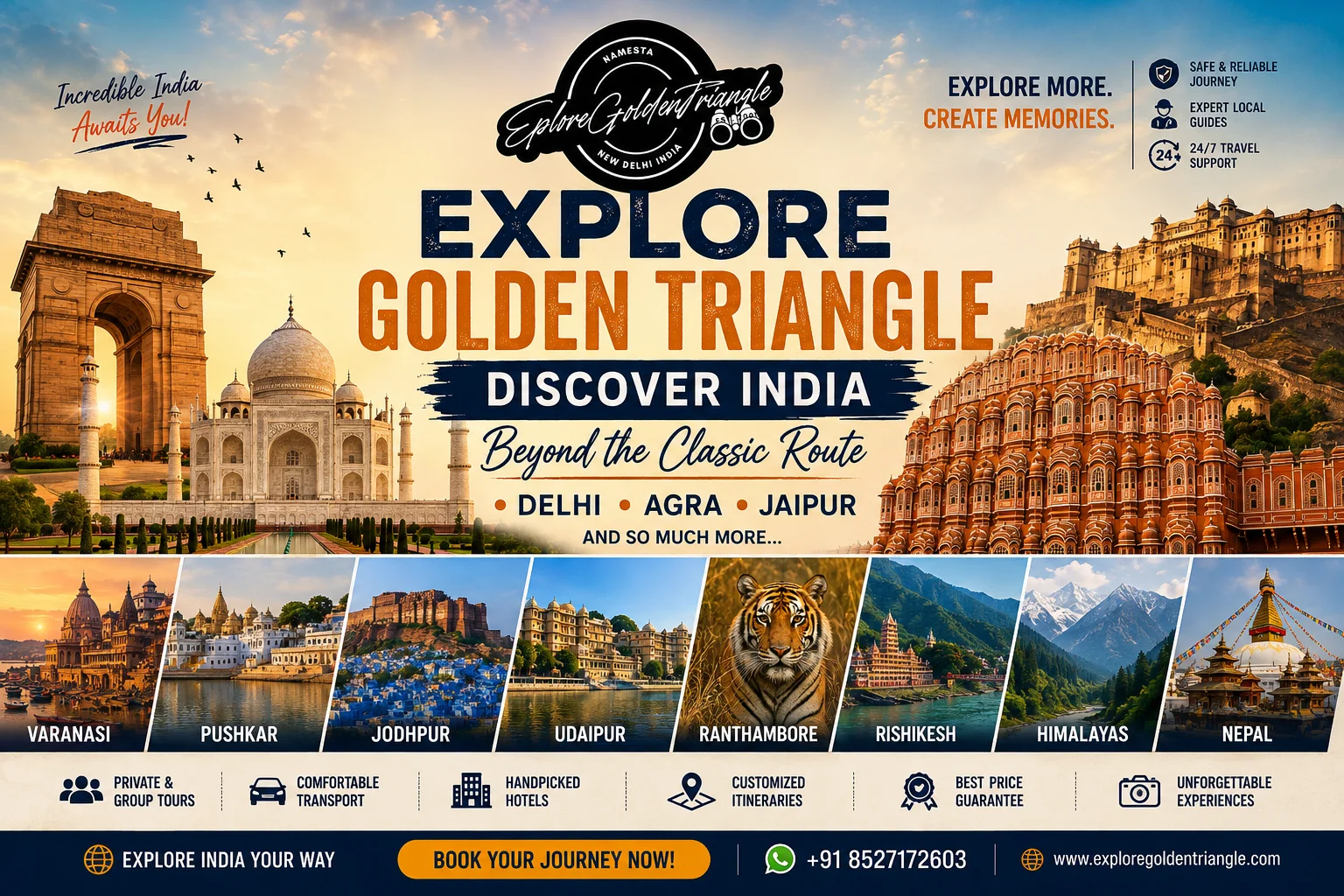Explore Golden Triangle India tour featuring Delhi Agra Jaipur and Rajasthan